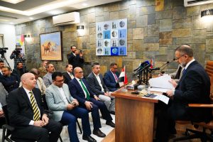 Deputy Prime Minister and Minister of Planning Dr. Mohammed Ali Tamim spoke during a seminar organized by the Naram Sin Foundation for Dialogue and Development on “The Methodology of the Ministry of Planning in Building Sustainable Development in Iraq”.