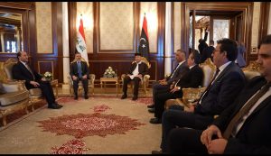 Deputy Prime Minister and Minister of Planning Dr. Mohammed Ali Tamim delivers an official invitation to the Presidential Council of Libya to attend the Arab Summit in Baghdad